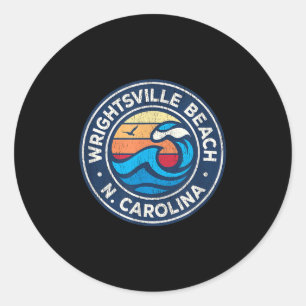 Wrightsville Beach North Carolina Nc Vintage Nauti Classic Round Sticker