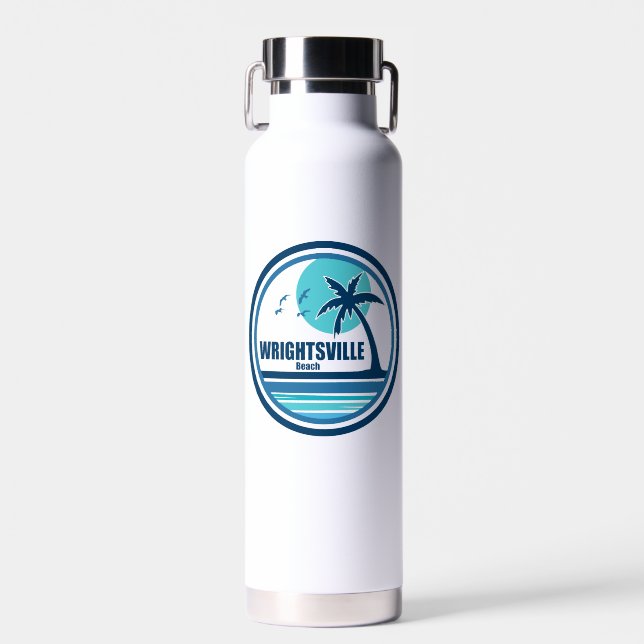 Wrightsville Beach North Carolina Palm Tree Birds Water Bottle (Front)