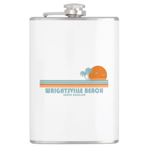 Wrightsville Beach North Carolina Sun Palm Trees Hip Flask