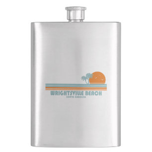 Wrightsville Beach North Carolina Sun Palm Trees Hip Flask