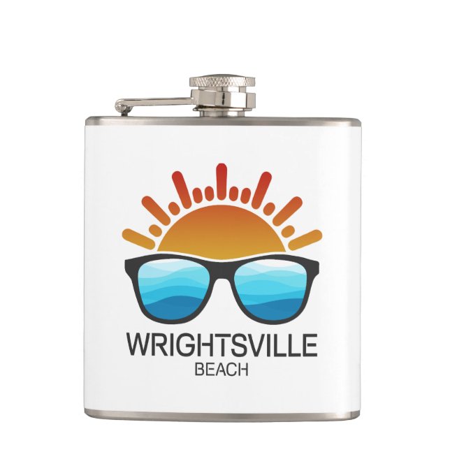 Wrightsville Beach North Carolina Sunglasses Hip Flask (Front)