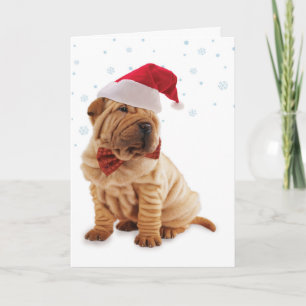 Wrinkle dog Christmas customisable card