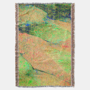 Wrinkled leather effect, green orange worn paint throw blanket