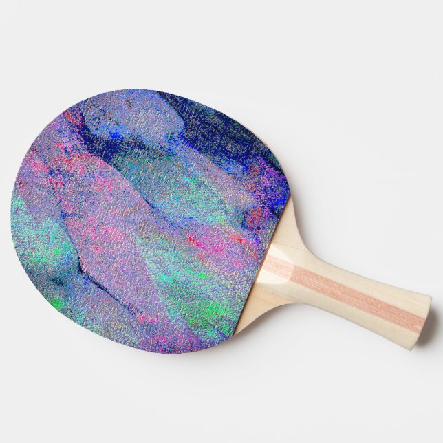 Wrinkled leather effect with worn paint, bluish ping pong paddle (Side)