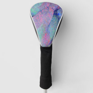 Wrinkled leather style with worn paint, blue tones golf head cover