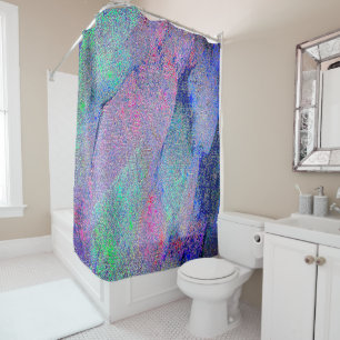 Wrinkled leather style with worn paint, bluish shower curtain