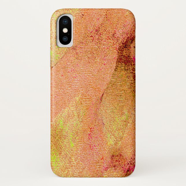 Wrinkled leather style with worn paint, salmon Case-Mate iPhone case (Back)