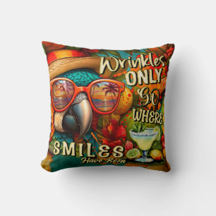Wrinkles Only Go Where Smiles Have Been Parrot Cushion