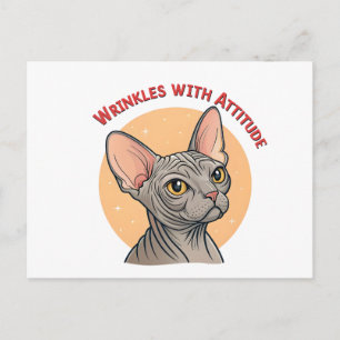 Wrinkles With Attitude Sphynx Cat Art Postcard