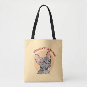 Wrinkles With Attitude Sphynx Cat Art Tote Bag