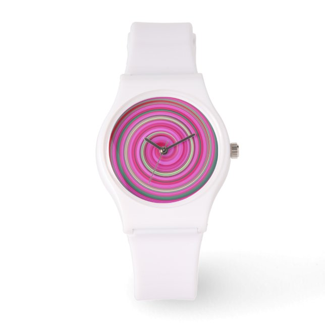 Wrist watch pink spiral pattern (Front)