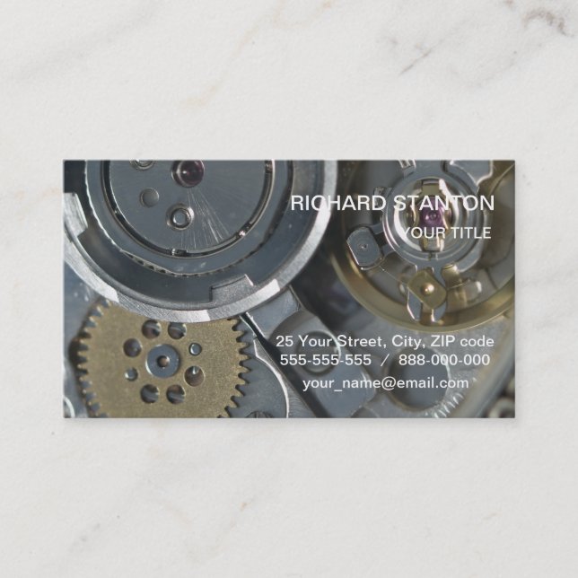 Wristwatch mechanism closeup business card (Front)