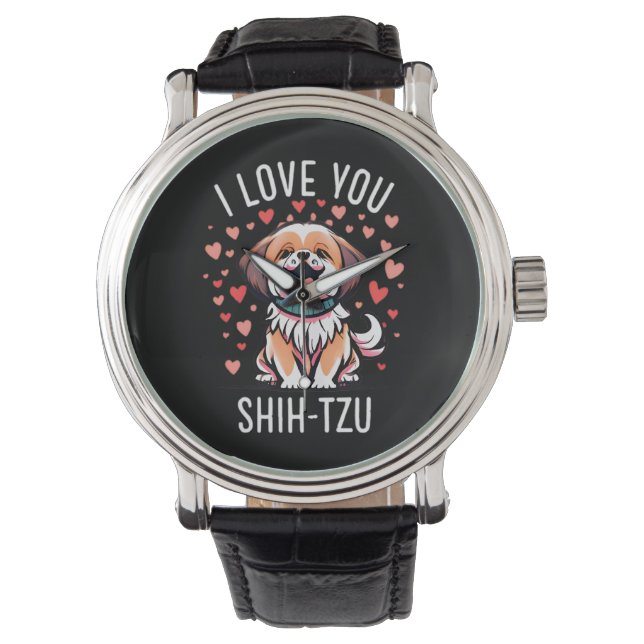 wristwatch - With Drawing I Love Shih Tzu (Front)