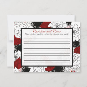 Writable Advice Card Black Flowers Red leaves