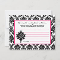 Writable Advice Card Black Hot Pink Damask Lace