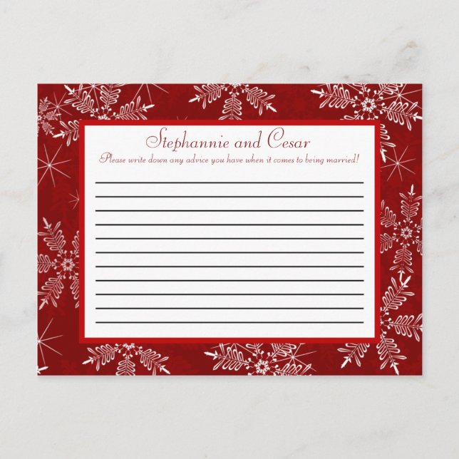 Writable Advice Card Christmas Red Snowflakes (Front)