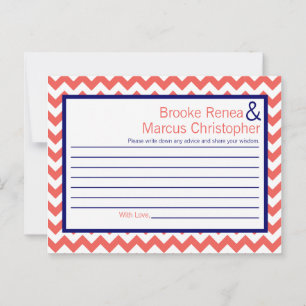 Writable Advice Card Coral Navy Blue Chevron Name