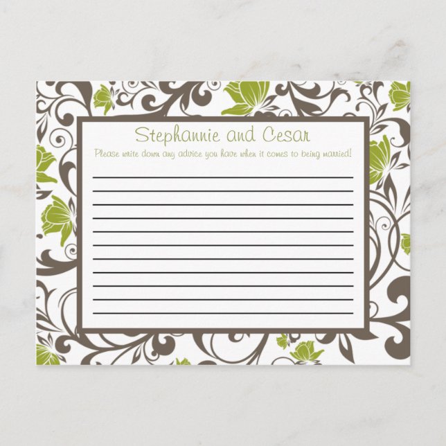 Writable Advice Card Green Floral with Branch (Front)