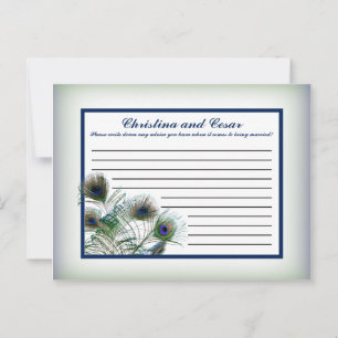 Writable Advice Card Peacock Feathers Blue/Green