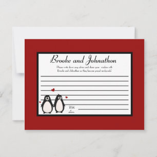Writable Advice Card Penguin Love Couple Mate for