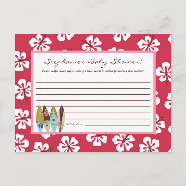 Writable Advice Card Pink Hawaiian Luau Tropical (Front)