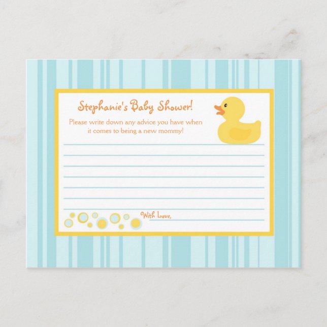 Writable Advice Card Rubber Ducky Bubbles (Front)