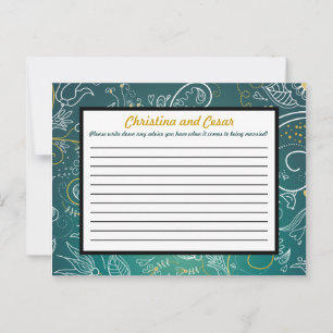 Writable Advice Card Teal/Yellow Mustard Floral Da