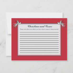Writable Advice Card White Dove Red Blue BG Ribbon