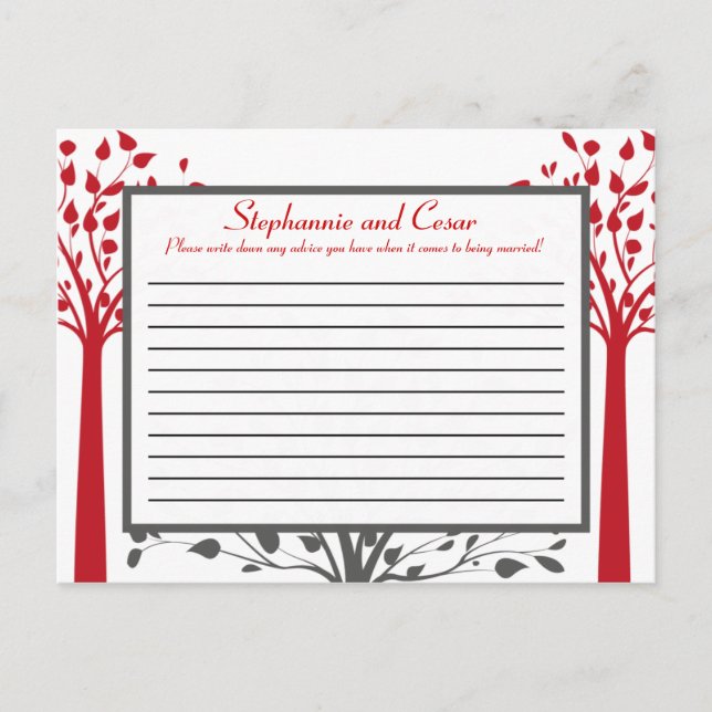 Writable Advice Card Winter Grey/Red Tree trees (Front)