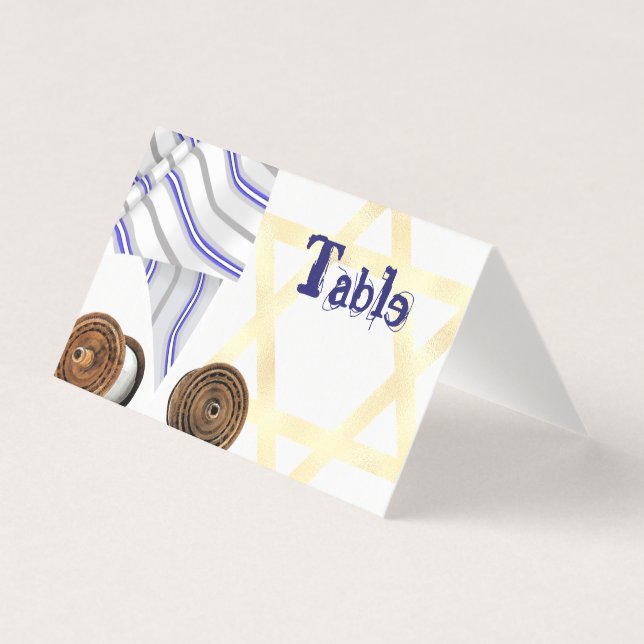 Writable Bat Mitzvah Table Number Card (Front)