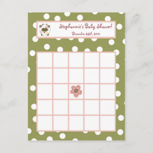 Writable Bingo Card Abby's Farm Pink Girly Barn