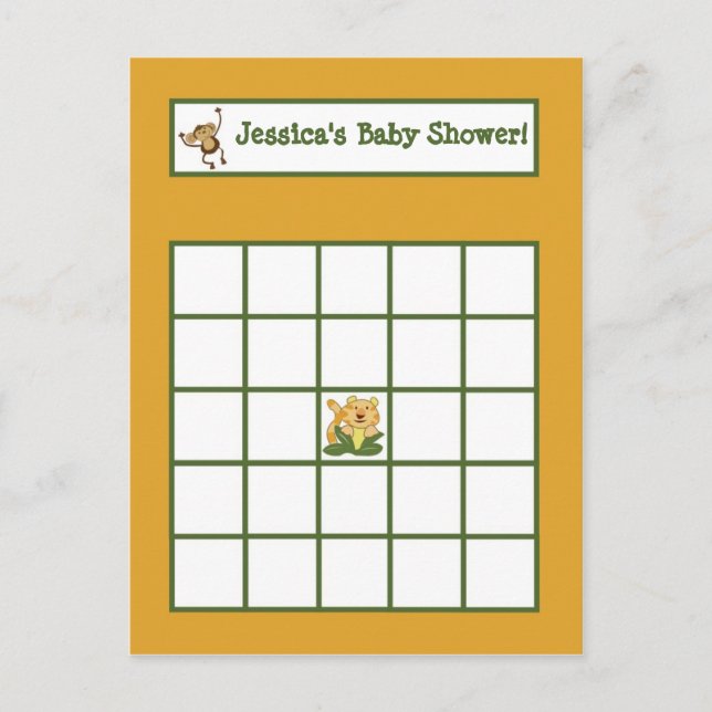 Writable Bingo Card Jungle Babies (Front)