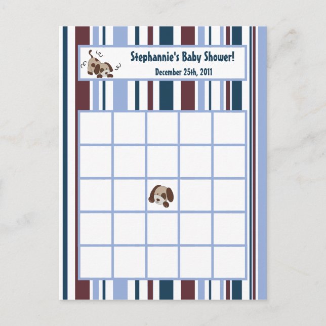 Writable Bingo Card Lil League Puppy Dog (Front)
