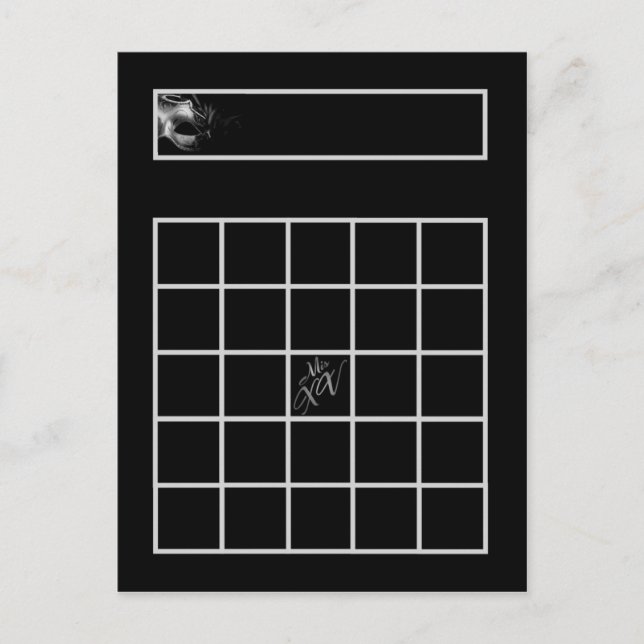 Writable Bingo Card Mis XV Silver Black (Front)