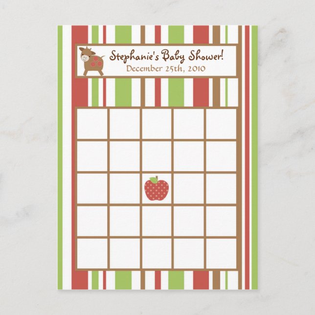 Writable Bingo Card Red Barn Farm Animals (Front)