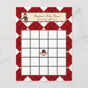 Writable Bingo Card Red Sock Monkey Argyle