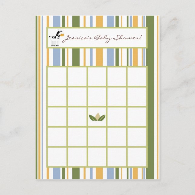 Writable Bingo Card Safari Friends (Front)