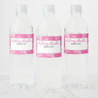 Writable Pink Rose Water Bottle Labels