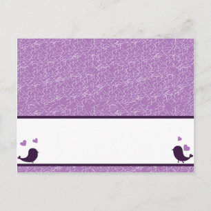 Writable Place Card Bird Swing Purple BG hearts