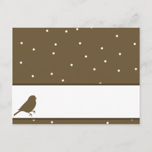 Writable Place Card Birds on Brown Polka Dot Cream