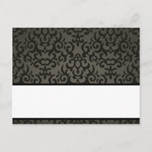Writable Place Card Black and Grey Damask