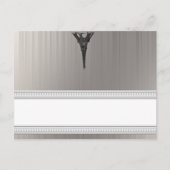 Writable Place Card Black Eiffel Tower (Front)