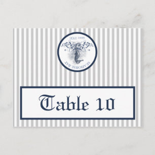 Writable Place Card Blue Seahorse stripes beach oc