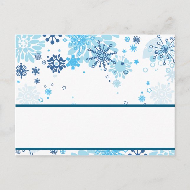 Writable Place Card  Blue Tree / Snowflakes (Front)