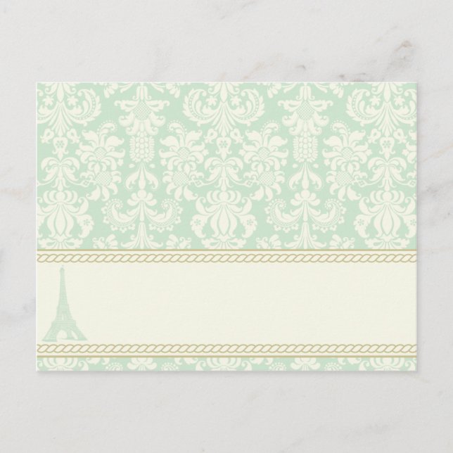 Writable Place Card Damask Paris (Front)