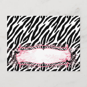 Writable Place Card Girly Butterfly Zebra Print