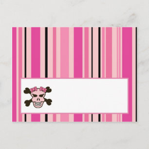 Writable Place Card Girly Girl Pink Punk Skull