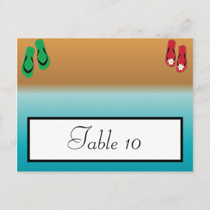 Writable Place Card His/Hers Sandals On Beach plam