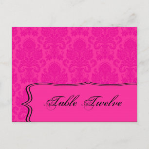 Writable Place Card Hot Pink Bla Damask Lace Print