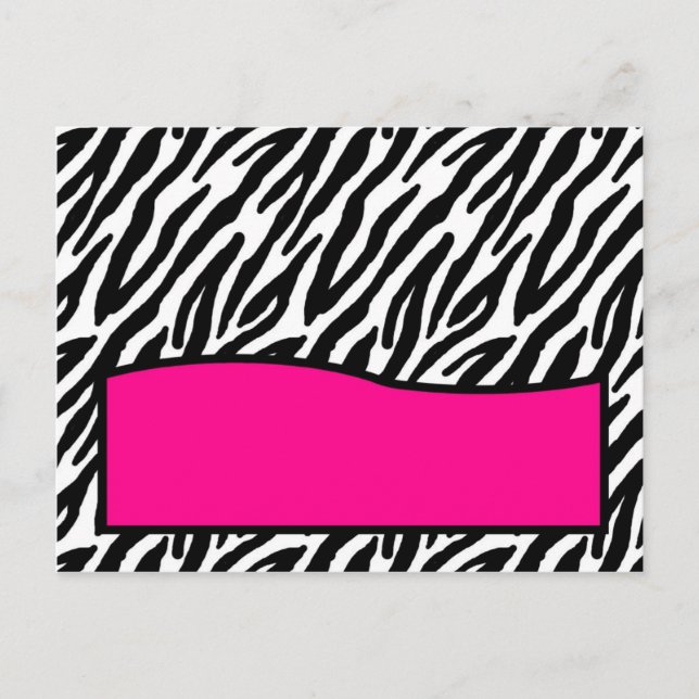 Writable Place Card Hot Pink Zebra Print (Front)